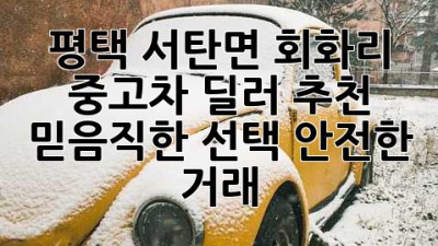 평택 서탄면 회화리 중고차 딜러 추천: 믿음직한 선택, 안전한 거래!